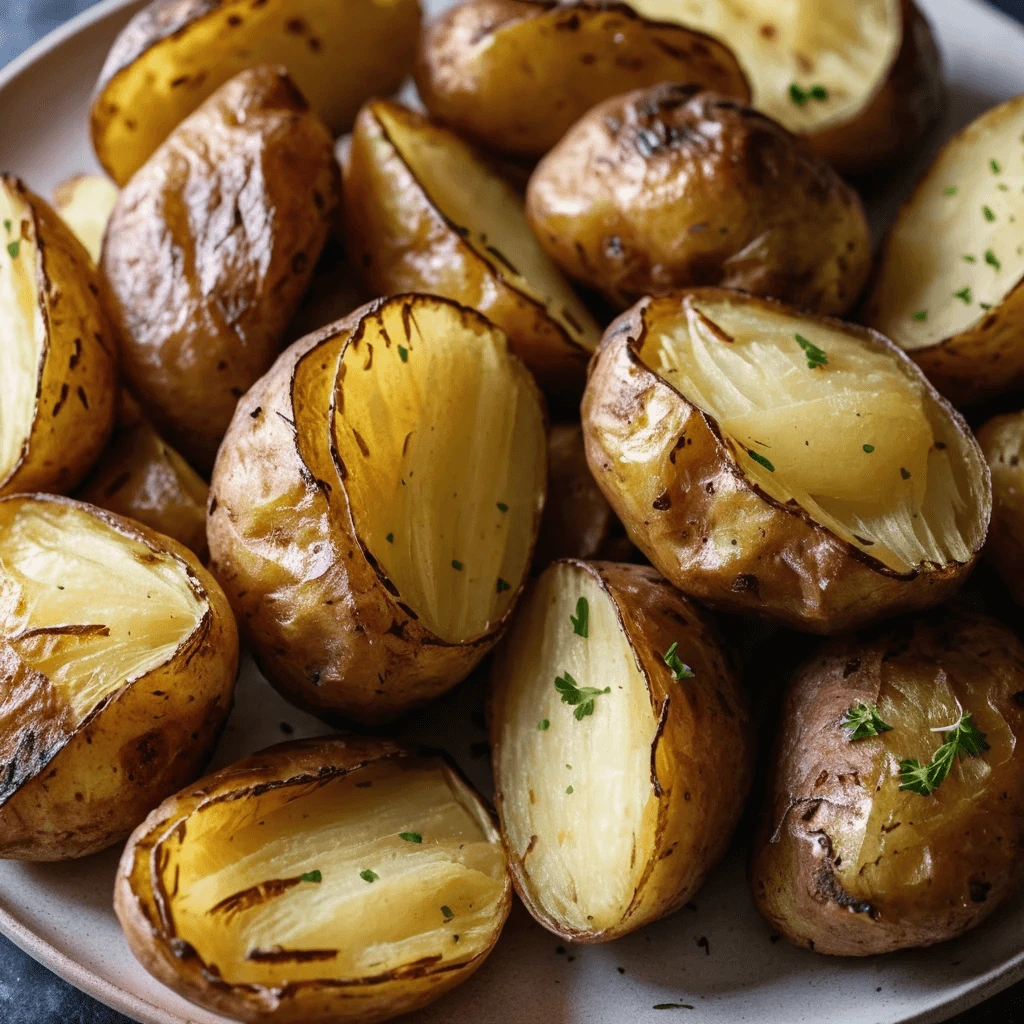 potatoes in the oven with a golden, crispy skin.