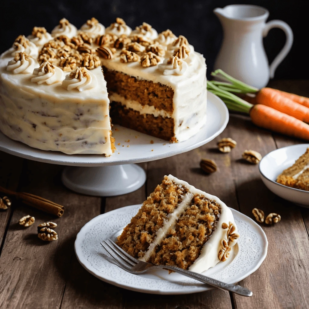 A beautifully decorated cake with cream cheese frosting and walnuts on top